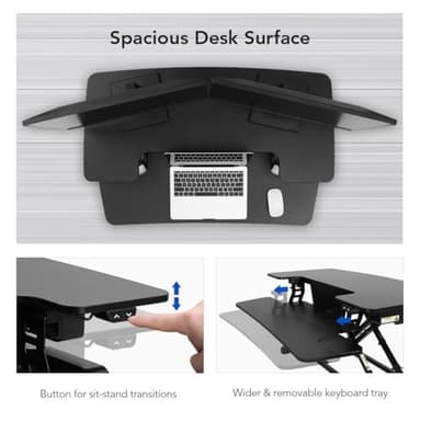 FLEXISPOT Electric Standing Desk Converter 36" Wide Motorized Stand up Riser for Monitor and Laptop, Black Height Adjustable Workstation for Home Office - Image 4
