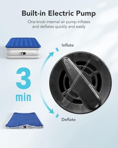 iDOO Air Mattress Queen with Built in Pump, Blow up Mattress, Inflatable Mattress Queen Size for Guests, Home, Camping, 3 Mins Inflation/Deflation, Upgraded Colchones Inflables, Comfort Air Bed - Image 4