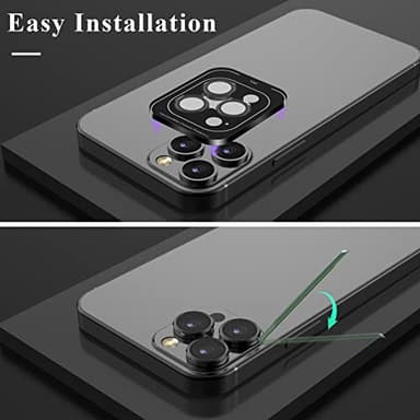 YWXTW Designed for iPhone 14 Pro Max Camera Lens Protector, for iPhone 14 Pro Camera Lens Protector, Individual Metal Anti Scratch HD Clear Case Friendly Tempered Glass Camera Cover, 1 Set (Graphite/Black) - Image 6
