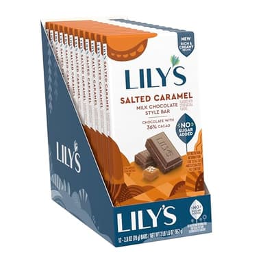 LILY'S Salted Caramel Milk Chocolate Style No Sugar Added, Sweets Bars, 2.8 oz (12 Count) - Image 2