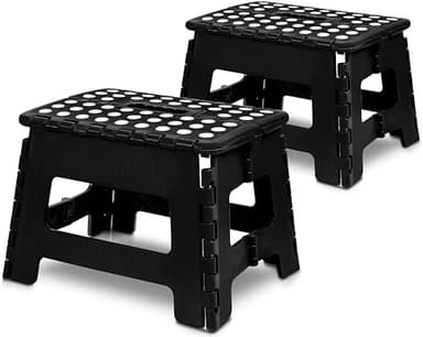 Utopia Home Folding Step Stool - (Pack of 2) Foot Stool with 9 Inch Height - Holds Up to 300 lbs - Lightweight Plastic Foldable Step Stool for Kitchen, Bathroom & Living Room (Black) - Image 1