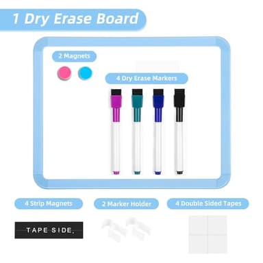 VUSIGN Small White Board Dry Erase, 8.5'' x 11'' Magnetic Dry Erase Board, Mini Whiteboard with Markers for Kids, Students, Fridge, Wall, Locker, Blue - Image 6