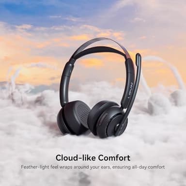 LEVN Wireless Headset, Wireless Headset with Mic for Work, AI Noise Cancelling, 65 Hrs Working Time, Bluetooth Headphones with Microphone from Home/Computer/Call Center/Teams - Image 6