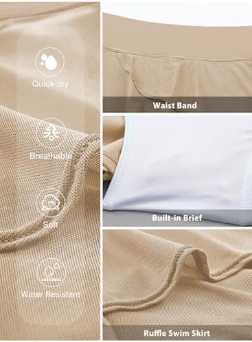 Aleumdr Women's Waistband Layered Swimdress Ruffle Swim Skirt Swimsuit Bottom(Available in Plus - Image 7