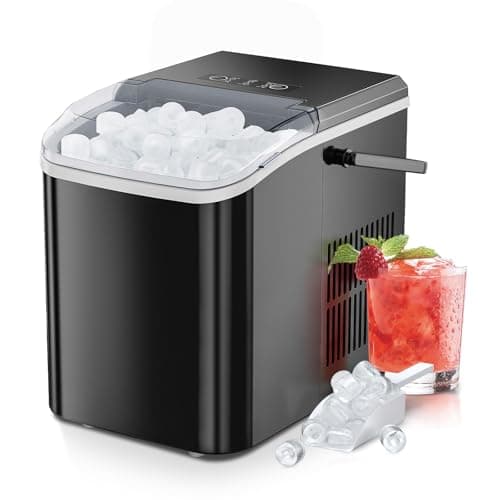 SMUG Countertop Ice Maker, 9 Cubes in 6 Mins, 26lbs in 24Hrs, 2 Sizes of Bullet Ice, Auto-Cleaning, Portable Ice Machine with Handle, Basket and Scoop for Home Kitchen, Party and Camping (Deep Black) - Image 1