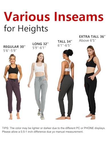 SEVEGO Womens Tall 34 Inseam Jogger Lightweight Cotton Sweatpants Zipper Pockets Running Long Sweat Pants, Dark Blue, L - Image 6