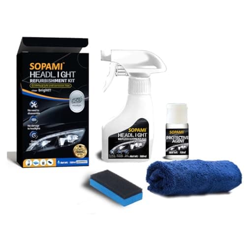 SOPAMI Automotive Headlight Restoration Kit Oxidized and Yellowed Automotive Headlamps Blurring Enhanced Crystallization Coating Refurbisher,Maximum Gloss & Shine – Extremely Hydrophobic - Image 1