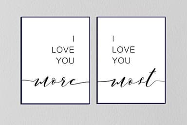 I Love you More, I Love you Most Prints, Set of 2, 8 x 10 Inches, Unframed Minimalist Art, Typography Art, Bedroom Wall Art, Romantic Gift, Home Wall Art, Poster - Image 2