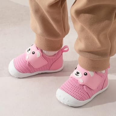 FEETCITY Baby Shoes Baby Girls Sneakers Infant Walking Shoes Infant Boys Sneakers Wide Toddler Barefoot Shoe Breathable 12-18 Months Pink - Image 6