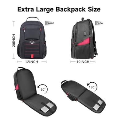 tazbuzo 50L Travel Backpack, Extra Large Backpack, Laptop Backpack for Men, big Backpack, Water Resistant TSA Approved Business Work College School Computer Bag with USB Port, Fits 17 Inch Laptops - Image 5