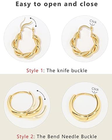 Adoyi Gold Hoop Earrings Set for Women Girls Trendy 14K Plated Gold Hoops Small Chunky Earrings Twisted Huggie Ear ring Pack Lightweight 9 Pairs Jewelry Set for Valentines Mother's Day Birthday Gifts - Image 8