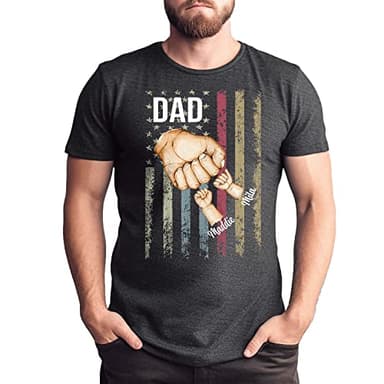 Personalized Best Dad Ever T-Shirt with Kids Name, Custom Dad Grandpa American Flag Shirt, Fist Bump Dad Shirt, Fathers Day T-Shirt, Gift for Husband, Dad Grandpa Gift from Kids - Image 4