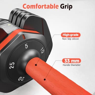 25LB Adjustable Dumbbells Set, 5LB to 25LB Dumbbell Pair,15LB to 55LB Weight Set of 2, Home Gym 25lbs/50lbs, Anti-Slip Handle for Exercise Equipment - Image 5