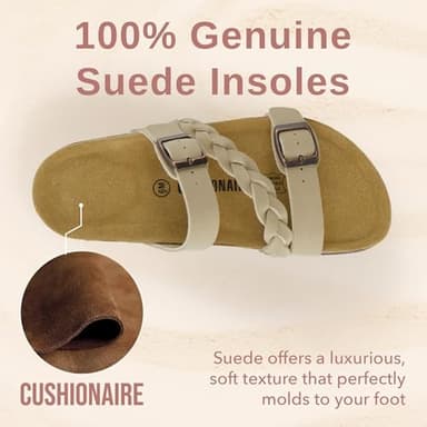 CUSHIONAIRE Women's Cork Footbed Sandal - Comfortable, Adjustable Straps, Arch Support, Wide Widths Available, Boho Chic Summer Slides, Stone 8 - Image 6