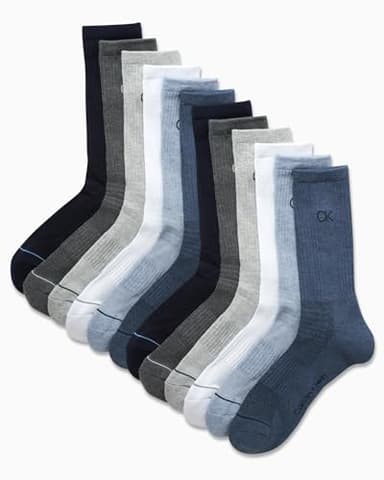 Calvin Klein Mens Crew Socks - 12 Pack Soft Stretch Breathable Athletic Socks for Men for Sports and Running (Size 7-12), Size 7-12, Blue Assorted - Image 2
