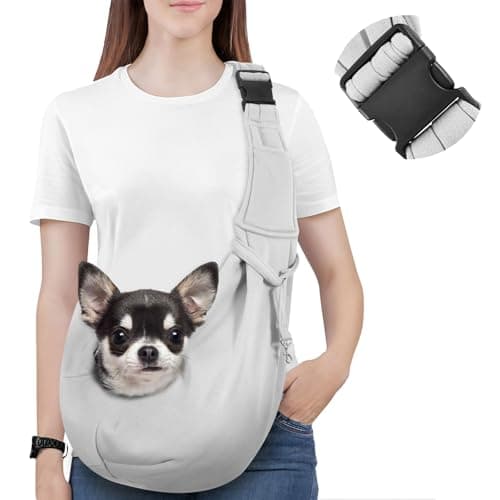 Pawaboo Small Dog Sling Carrier, Reversible Hands Free Dog Sling Carrier for Small Dogs and Cats, Puppy Sling Carrier with Adjustable Strap Buckle & Safety Harness, Puppy Essentials, Grey - Image 1