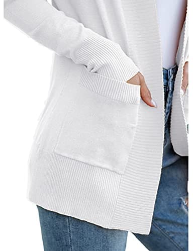 REDHOTYPE Women's Cardigans with Pockets Lightweight Open Front Cardigan for Women, White, Small - Image 4