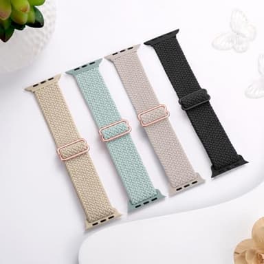 DaQin 4 Pack Braided Stretchy Solo Loop Compatible with Apple Watch Bands for Women Men 40mm 41mm 42mm 44mm 45mm 46mm 49mm 38mm, Nylon Elastic Strap for iWatch Series 11 10 9 8 7 6 5 4 3 2 1 SE Ultra - Image 9
