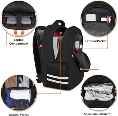 Ytonet Gym Backpack For Men Women, Travel Sports Backpack With Shoe Compartment USB Charging Port, Large Workout Water Resistant College Bag Fit 17.3 Inch Laptop, Hiking, Black - Image 3