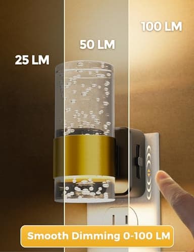 L LOHAS LED Night Light,Dimmable Night Lights Plug into Wall, 2 Pack Acrylic Nightlight with 0-100 LM Adjustable Brightness, 3000K Plug in Night Light with Dusk to Dawn Sensor, for Bathroom Hallway - Image 4