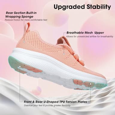 ZOVE Wide Toe Box Shoes Women Extra Wide Width Sneakers Ultra Light Road Running Shoes Non-Slip Tennis Sneakers Breathable Walking Athletic 8803 Orange Pink 39 - Image 4