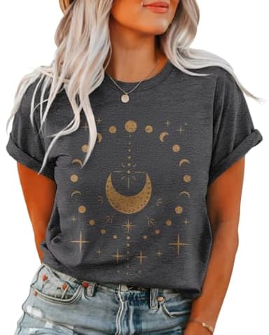 Inber T Shirts for Women Crewneck Boho Flowers Wildflowers Graphic Tees 2025 Summer Cute Shirts Short Sleeve Tops - Image 2