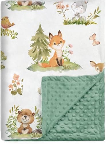BORITAR Baby Blanket for Boys Girls Super Soft Double Layer Minky with Dotted Backing, Lovely Woodland Animal Design Blanket for Toddler Newborn 30 x 40 Inch(75x100cm) - Image 1