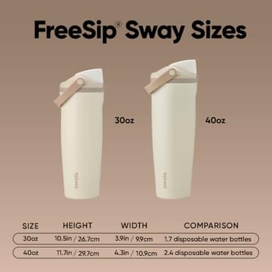 Owala FreeSip Sway Insulated Stainless Steel Water Bottle with Two-Way Spout, Built-In Straw and Bucket Handle, Made for Travel, School, and Sports, 30oz, BPA Free, Leak Proof, Lightly Toasted - Image 6