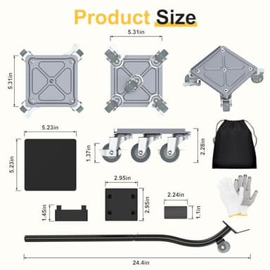Heavy Duty Furniture Dolly, Furniture Movers, Furniture Dolly with 5 Wheels, Carbon Steel Panel Heavy Duty Dolly, Furniture Lifter with 360° Rotatable Rubber Universal Wheels, Maximum Load 3500 LBS - Image 2
