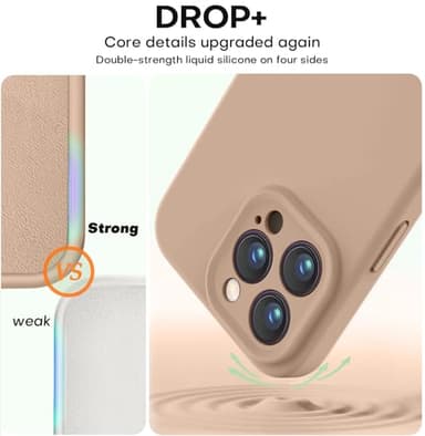 Vooii Compatible with iPhone 16 Pro Max Case, Liquid Silicone Upgrade [Camera Protection] [Soft Anti-Scratch Microfiber Lining] Shockproof Phone Case for iPhone 16 Pro Max 6.9 inch - Light Brown - Image 4