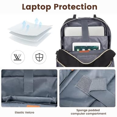 LOVEVOOK Laptop Backpack for Women, Unisex Travel Anti-theft Bag, Business Work Computer Backpacks Purse College Backpack for Men, Casual Hiking Daypack with Lock, 15.6 Inch, Black - Image 8