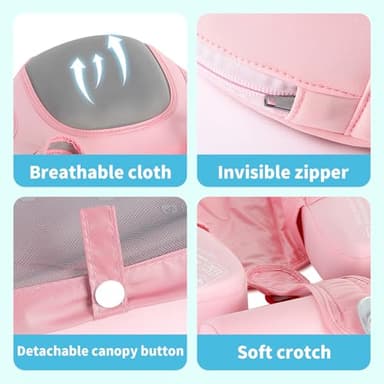 Mambobaby Float with Canopy and Tail New Upgraded Non-Inflatable Baby Pool Float Mambo Float Swim Trainer Solid Infant Swim Float Adjustable Pearl Foam Baby Swim Ring - Image 5