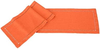 Grelucgo Handmade Hemstitch Orange Thanksgiving Table Runner Or Dresser Scarf, Fall Autumn Decorations (14 x 60 Inch - Image 4