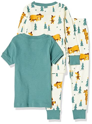 Amazon Essentials Disney | Marvel | Star Wars Boys' Snug-Fit Cotton Pajama Sleepwear Sets, Pack of 3, Pooh Holiday Forest - Kids, 6-7 - Image 2