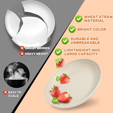 Wheat Straw Dinnerware Sets for 6 (42pcs), SGAOFIEE Unbreakable Dinnerware Set, Kitchen Plates and Bowls Set, Unbreakable Plastic Outdoor Camping Dishes, Dishwasher Microwave Safe, Autumn Multicolor - Image 4