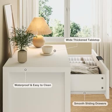 Jocoevol White Dresser for Bedroom with 5 Drawers, Wide Chest of Drawers with Thick Plank Styling, Modern Dresser for Closet Store Organizer for Bedroom, Living Room, Hallway - Image 6