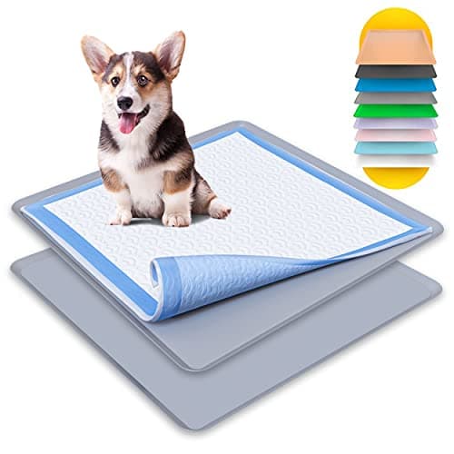 TidyFriend 2 Pack Dog Pee Pad Holder Tray Fits for 24” x 24” Wee Wee Pee Pads - Stable Grip, Raised Edges, Quick-Wipe Silicone Surface Dog Potty Tray Holder for Indoor Flooring Protection (Dark Grey) - Image 1
