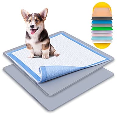 TidyFriend 2 Pack Dog Pee Pad Holder Tray Fits for 24” x 24” Wee Wee Pee Pads - Stable Grip, Raised Edges, Quick-Wipe Silicone Surface Dog Potty Tray Holder for Indoor Flooring Protection (Dark Grey) - Image 1