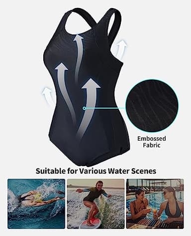 beautyin Plus Size Swimsuits for Women One Piece Tummy Control Bathing Suit Athletic Swimwear Solid Black - Image 4