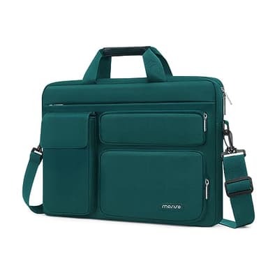MOSISO Laptop Shoulder Bag 15.6 inch, 15-15.6 inch Computer Bag Compatible with MacBook Pro 16 inch, HP, Dell, Lenovo, Notebook with 2 Raised&1 Flapover&1 Horizontal Pocket&Handle&Belt, Teal Green - Image 1