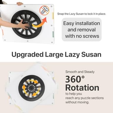 Playboda 1000 Pieces Rotating Plastic Puzzle Board with Drawers and Cover, 30"x22" Portable Spinning Jigsaw Puzzle Table for Adults, Upgraded Lazy Susan, Ideal Gift for Mum - Image 6