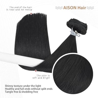 Aison Black Hair Extensions Clip in Real Human Hair 120G 100% Remy Human Hair Clip in Extensions Soft Silky Straight 7pcs 20inch - Image 5