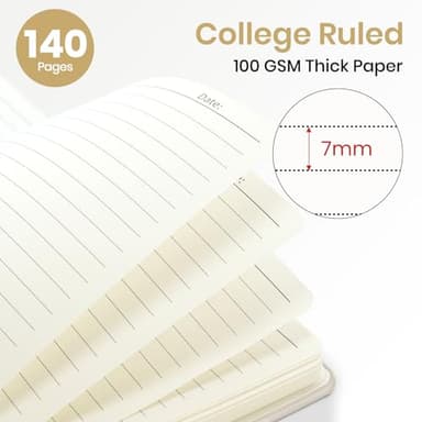 ZOTIA Lined Spiral Journal Notebook for Women, A5 College Ruled Journals for Writing, Hardcover Notebooks for Work, Note taking and Office School Supplies,140 Pages - Grey Beige - Image 2