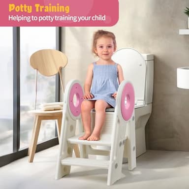 Foldable Toddler Step Stool, 2-3 Step Kids Bathroom Stool for Sink and Toilet, Non-Slip Potty Training Helper for Ages 18 Months to 3 Years (Pink) - Image 8