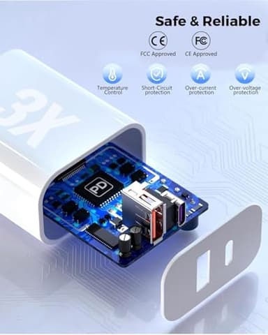 10FT iPhone 17/16e Fast Charger,2Pack 20W Dual Port USB C+A Power Adapter 10Foot Long USB C to C Fast Charging Cable Cord Quick Charging for iPhone 17 Air/17 Pro/17 Pro Max/16/16 Pro/15/15 Pro/Pro Max - Image 3