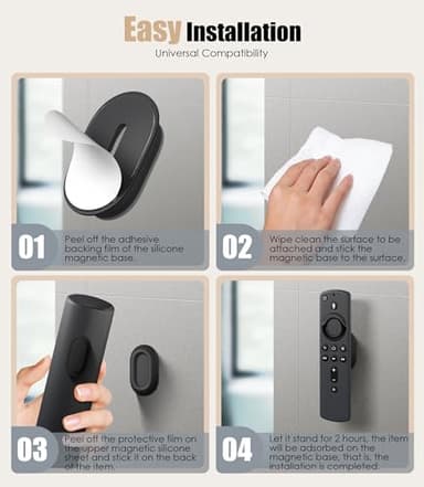 Nearockle 5 Pack Magnetic Remote Control Holder Wall Mount, Upgraded Silicone Remote Control Organizer Strong Adhesive TV Remote Charger Holder Caddy Back of TV (Black) - Image 5