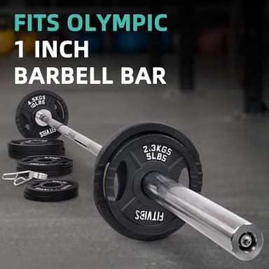 Fitvids Cast Iron 1" Standard Weight Plates Including 5FT Standard Barbell Bar & Star Locks, 95 Pounds Set (85 Lbs Plates + 10 Lbs Barbell Bar), Multiple Packages - Image 4