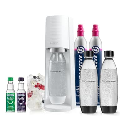 SodaStream - Terra Sparkling Water Maker | VALUE BUNDLE | CQC CO2 system | Includes 2x CO2 Cylinders, 3x 32 Fl Oz Dishwasher Safe Bottles, 2x Bubly Flavor Drops | Combine with Pepsi Flavors | White - Image 1