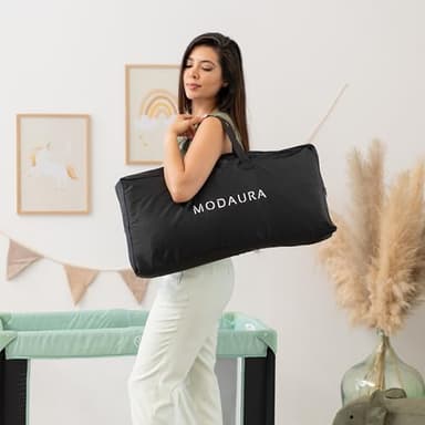 MODAURA Portable Pack and Play Mattress - 38x26x1.5in Mini Crib Mattress Pad, Waterproof Organic Bamboo Cover, Non-Slip Back, Foldable with Carry Bag - Image 6
