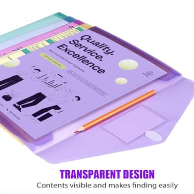 Sooez 10 Pack Plastic Envelopes Poly Envelopes, Clear Document Folders File Folders US Letter A4 Size File Folder with Label Pocket, Teacher School Office Supplies Organization Storage, Assorted Color - Image 5